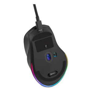 Mouse Gamer Getttech, Inalámbrico/alámbrico, Bluetooth, Usb, 6400dpi, Retroiluminación Rgb, Negro
