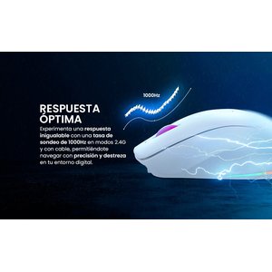 Mouse Gamer Getttech, Inalámbrico/alámbrico, Bluetooth, Usb, 6400dpi, Retroiluminación Rgb, Negro