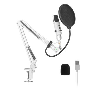 Micrófono PC Gamer Yeyian, Micrófono USB Condensador con Cancelación de Ruido, USB Tipo-C, Silencio, Control de Ganancia, 