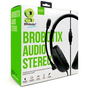 BROBOTIX DIADEMA AUDIFONO TIPO GAMER CON MICROFONO AJUSTABLE, ACOLCHADO EXTRA SUAVE - 1 Conector 3.5 mm para Microfono y A