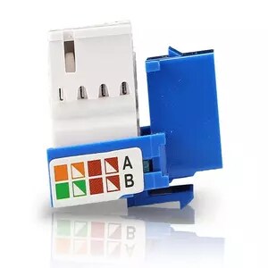 CONECTOR JACK ENSON ENS-JC6BL CAT6 COLOR AZUL A 90 GRADOS PONCHADO CON PINZAS Y CUBREPOLVO.