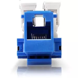 CONECTOR JACK ENSON ENS-JC6BL CAT6 COLOR AZUL A 90 GRADOS PONCHADO CON PINZAS Y CUBREPOLVO.