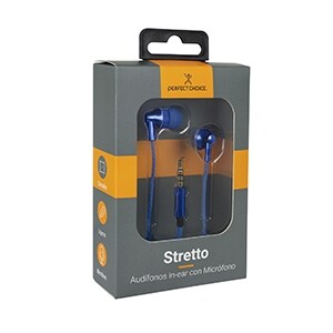 Auricular Perfect Choice Stretto Cableado Auricular Estéreo - Azul - Binaural - Intrauditivo - 120cm Cable - Mini-phone (3