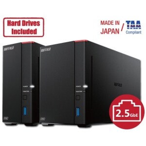 NAS 2 Bahía LinkStation 720D Series, 8TB (incluye 2 HDD de 4TB), Sistema de Almacenamiento en Red Rj-45 2.5 Gigabit, USB 3