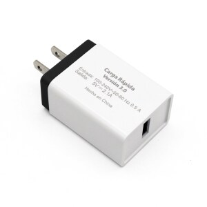 BROBOTIX COMBO USB DE CARGA RAPIDA CARGADOR USB 3.0  PARA PARED + CABLE USB TIPO C COLOR NEGRO - Adaptador Cable Corriente