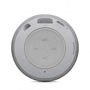 BROBOTIX BOCINA PORTÁTIL INALÁMBRICA 360º, BLUETOOTH, RADIO FM, PUERTO USB Y MICRO SD, COLOR GRIS, RECARGABLE, ALTAVOCES
