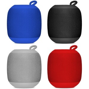 BROBOTIX BOCINA PORTÁTIL INALÁMBRICA 360º, BLUETOOTH, RADIO FM, PUERTO USB Y MICRO SD, COLOR GRIS, RECARGABLE, ALTAVOCES
