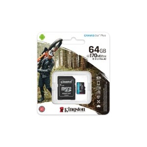 MICRO SDXC MEMORIA KINGSTON 64GB CANVAS GO PLUS A2 U3 V30 CARD / AD