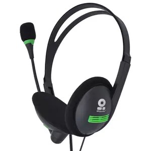 BROBOTIX AUDIFONO DIADEMA CON MICROFONO AJUSTABLE BASICA - 2 Conectores 3.5 mm para Microfono y Audio - Color Negro
