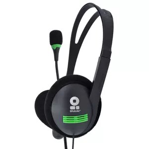 BROBOTIX AUDIFONO DIADEMA CON MICROFONO AJUSTABLE BASICA - 2 Conectores 3.5 mm para Microfono y Audio - Color Negro
