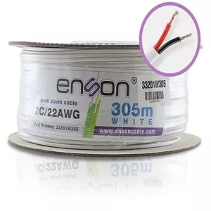 BOBINA DE CABLE DE ALARMA ENSON 33201W305 SERIE PRO-II MULTIFILAR 2C/22 AWG BOBINA DE 305 METROS FORRO PVC COLOR BLANCO PA