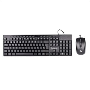 KIT TECLADO C/ MOUSE ALAMBRICO TECHZONE 105 TECLAS+15 MULTIMEDIA QWERTY. CABLE USB / MOUSE 3 BOTONES DPI 1000 CABLE DE 130