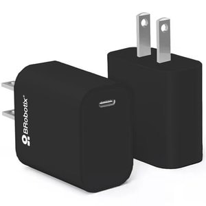 BROBOTIX CARGADOR TIPO C PARA PARED DE 20W CARGA RÁPIDA, COLOR NEGRO, 1 PUERTO USB TIPO C HEMBRA, NO INCLUYE CABLE