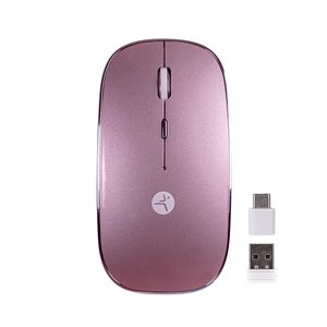 MOUSE  SLIVE RECARGABLE ROSA CON NANO RECEPTOR TIPO C Y USB A, MOUSE PAD INCLUÍDO TECHZONE, DPI: 1000, 1200, 1600

