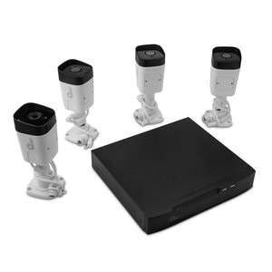Kit De Camaras Qian Con NVR/ Disco Duro 1TB, Ip Bullet 5 Mp 30m Ir Para Interiores/exteriores Alámbrico 2560 X 1920 Pixele