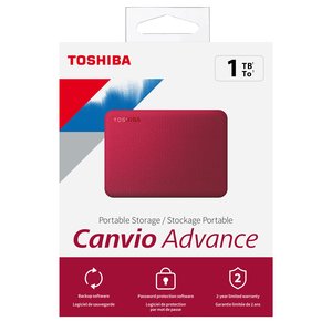 Disco Portátil Toshiba® Canvio® Advance V10, Rojo 1TB