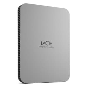 Disco Duro Externo Portatil 2TB USB 3.2 Type USB-C, LaCie Mobile Drive, s Windows & macOS , Plateado Luna 2 Años de Garant