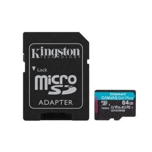 MICRO SDXC MEMORIA KINGSTON 64GB CANVAS GO PLUS A2 U3 V30 CARD / AD