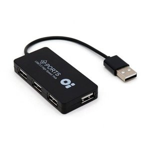 BROBOTIX HUB USB V2.0 4 PUERTOS BASICO COLOR NEGRO - Concentrador LapTop Portatil Notebook Escritorio
