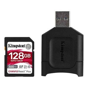 SDXC MEMORIA KINGSTON 128GB CANVAS REACT PLUS UHS-II 300R/260W U3 V90 FOR FULL HD/4K/8K