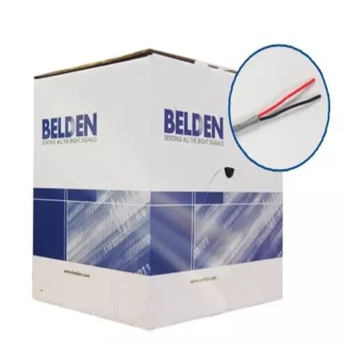 BOBINA DE CABLE PARA SEGURIDAD Y SONIDO BELDEN 5500UE 0081000 FORRO PVC GRIS CMR RISER 2C/22AWG 2 CONDUCTORES CALIBRE 22 A