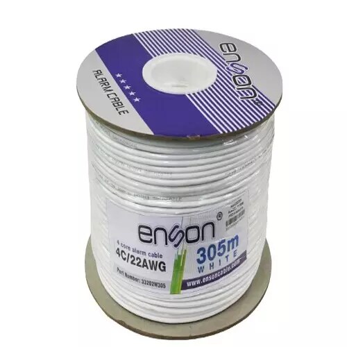 BOBINA DE CABLE DE ALARMA ENSON 33202W305 SERIE PRO-II MULTIFILAR 4C/22 AWG BOBINA DE 305 METROS FORRO PVC COLOR BLANCO PA