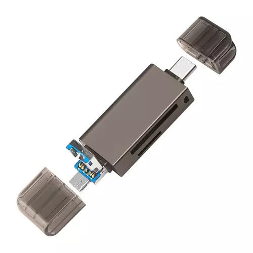 LECTOR USB V2.0 MICROSD NEGRO TIPO C Y TIPO A
