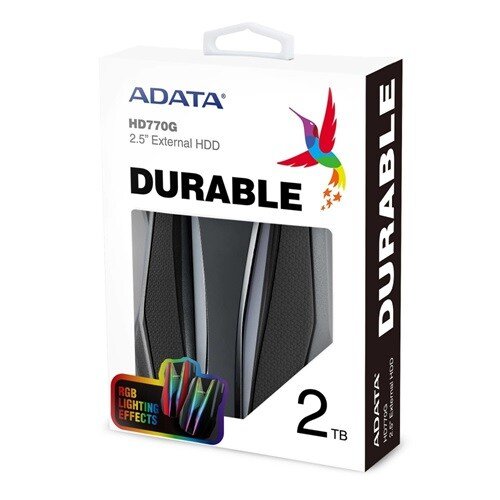 DISCO DURO EXTERNO ADATA HD770G 2TB USB 3.2/2.5 IN NEGRO RGB IP68