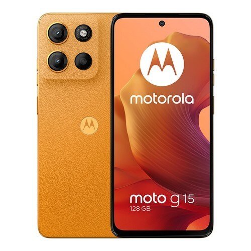 SMARTPHONE MOTOROLA G15, PANTALLA 6.72", 128 GB interna 4 GB RAM, Cámara principal 50MP + 5MP + Flicker Sensor, Cámara Fro