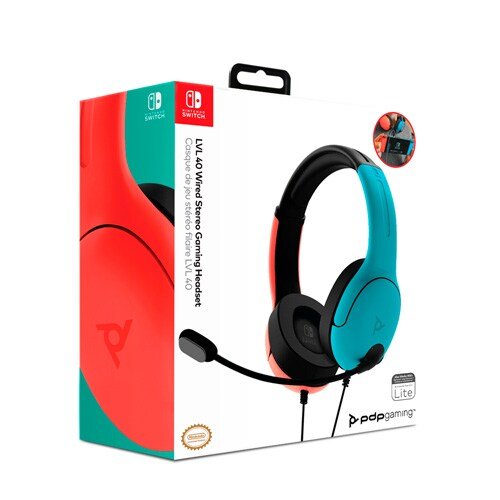 LVL40 WIRED STEREO HEADSET FOR NINTENDO SWITCH JOYCON BLUE/RED
