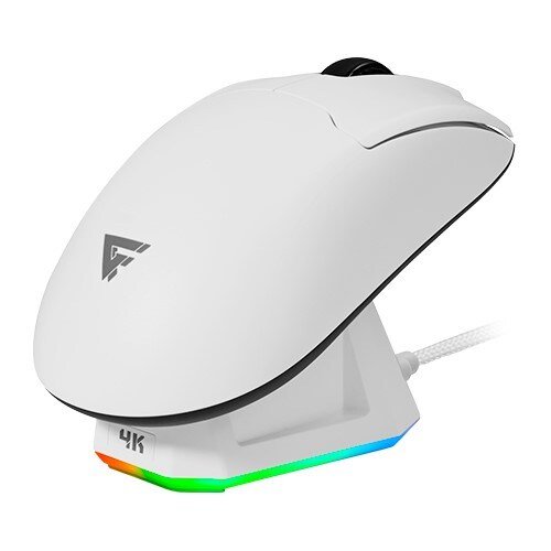 GAME FACTOR MOUSE MOW800, WIRELESS, WIRELESS 2.4G+BT, PIXART 3395, 26,000 DPI, 4K HZ, RGB BASE, ULTRALIGHT 56G, WHITE