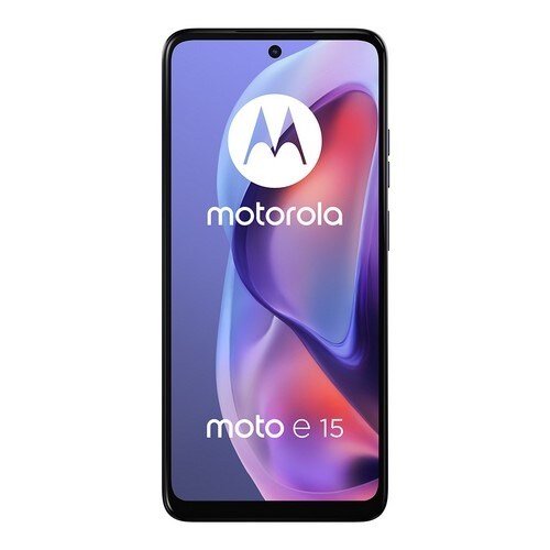 SMARTPHONE MOTOROLA E15, PANTALLA 6.67", 64 GB interna 2 GB RAM, Cámara trasera 32MP + Flicker Sensor, Cámara Frontal 8 MP