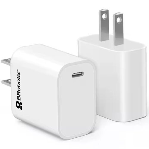 BROBOTIX CARGADOR TIPO C PARA PARED DE 20W CARGA RÁPIDA, COLOR BLANCO, 1 PUERTO USB TIPO C HEMBRA, NO INCLUYE CABLE