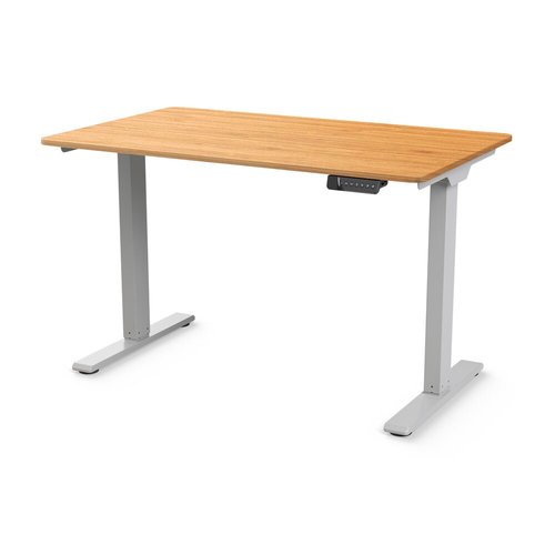 Mesa eléctrica ajustable en altura eFloat Go 2.0 24”x48” en acabado de bambú, con interruptor manual programable para ajus