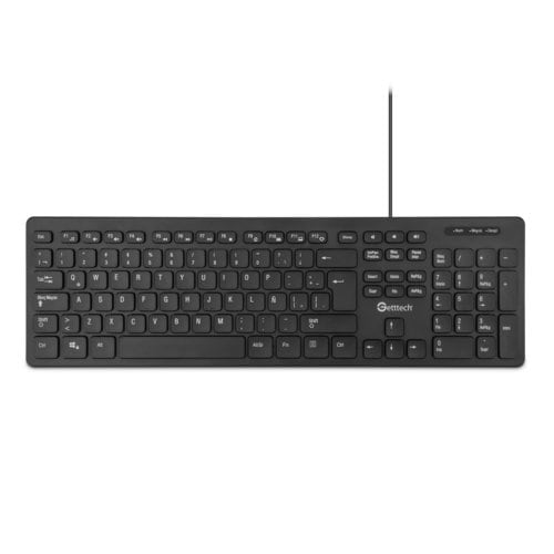 Teclado Slim Getttech Alambrico Con 2 Puertos Usb Port Teclado Negro Idioma Español Latinoamérica
