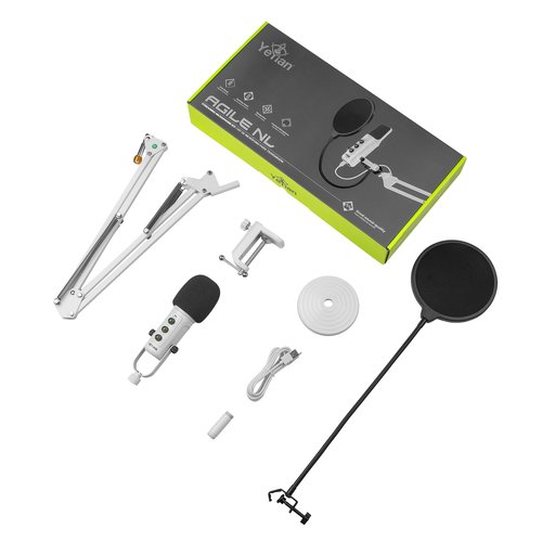 Micrófono PC Gamer Yeyian, Micrófono USB Condensador con Cancelación de Ruido, USB Tipo-C, Silencio, Control de Ganancia, 