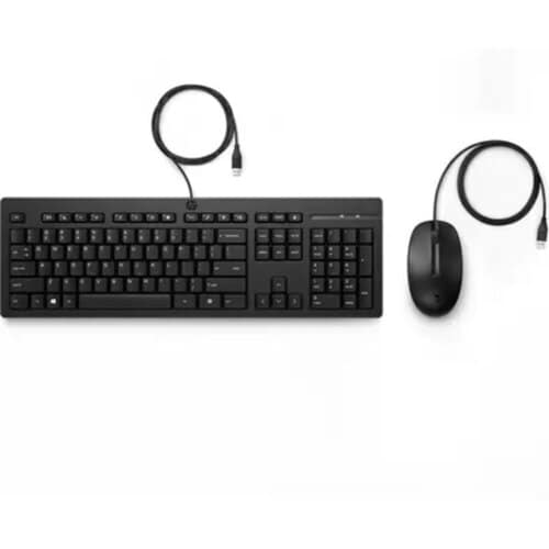 Kit teclado y mouse óptico USB-A HP 225, 1200 dpi, Conectividad Plug and Play, Teclado resistente a salpicaduras y Ajuste 
