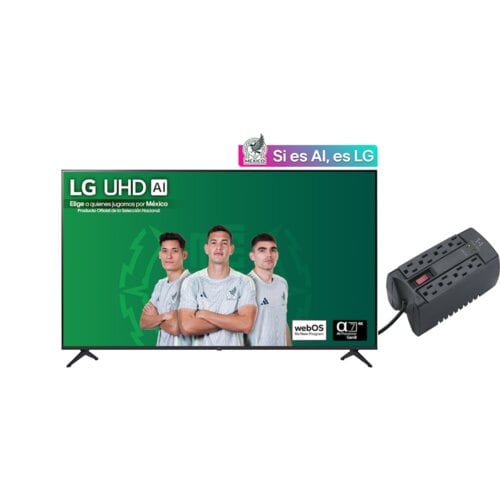 "PANTALLA LG 86 PULGADAS UHD AI UA75 4K SMART TV 2025 CON REGULADRO DE VOLTAJE VICA T-1 750VA/400W
"
