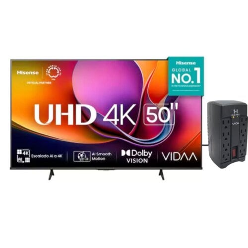 "HISENSE PANTALLA 50 PULG LED 4K UHD SMART TV CON REGULADOR VICA T-1
"