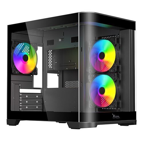 "Gabinete Curvo Xzeal M-ATX/ITX 2x USB 2.0 + 1x USB 3.0 + 3.5 mm + 3 Ventiladores RGB Negro
"