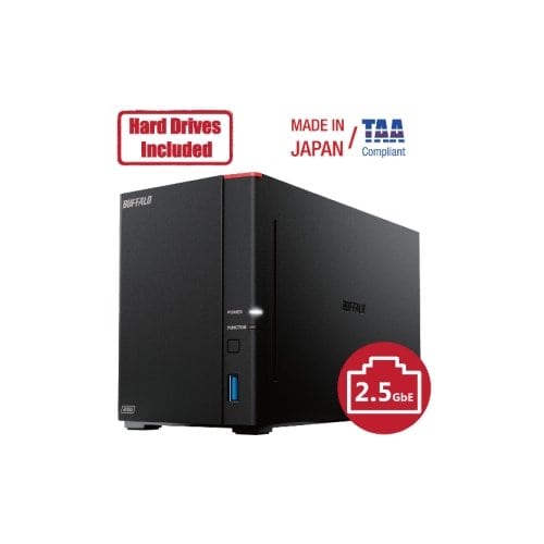 NAS 2 Bahía LinkStation 720D Series, 8TB (incluye 2 HDD de 4TB), Sistema de Almacenamiento en Red Rj-45 2.5 Gigabit, USB 3