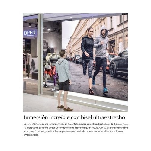 LG Videowall 55", 500 nits, Bezel 2.25mm, Operación 24/7, Panel Technology IPS
