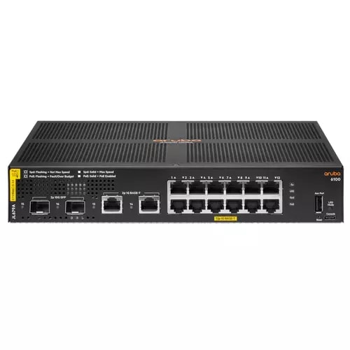 SWITCH 6100 - 12 PUERTOS [ 1 GbE ]/ 2 PUERTOS SFP+ [ 10 GbE ] / PoE [ 197W ]/ CAPA 2