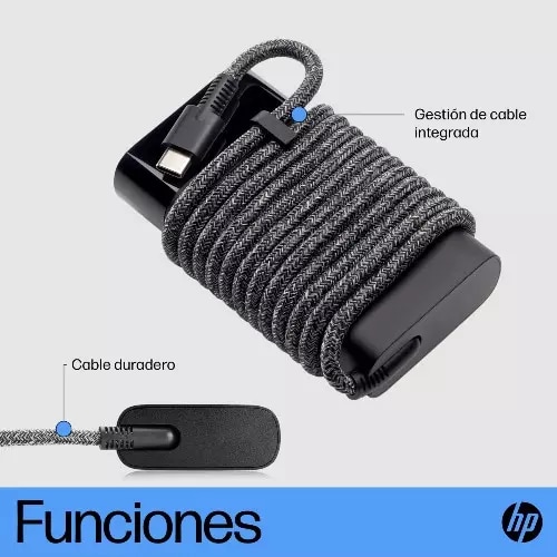 Cargador de corriente HP USB-C para laptop, tablet y smartphone, este cargador brinda 15 W, 27 W, 60 W o 65 W de potencia,