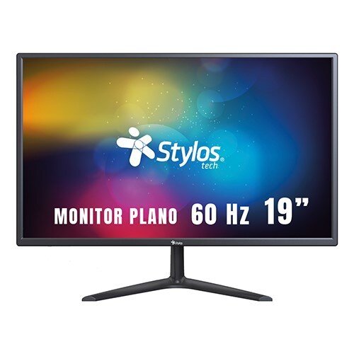 Monitor Stylos 19" Stylos SMOT3 Panel Plano LED HD 60Hz 5ms 1xVGA + 1xHDMI + Vesa 100x100mm Negro
