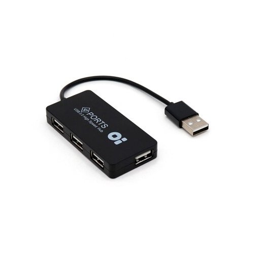 BROBOTIX HUB USB V2.0 4 PUERTOS BASICO COLOR NEGRO - Concentrador LapTop Portatil Notebook Escritorio
