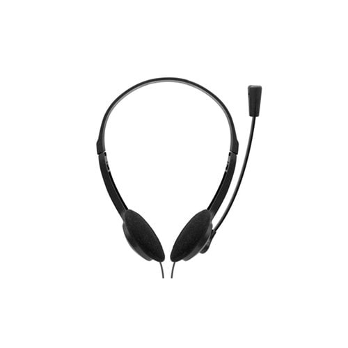 BROBOTIX AUDIFONO DIADEMA CON MICROFONO AJUSTABLE BASICA - 2 Conectores 3.5 mm para Microfono y Audio - Color Negro