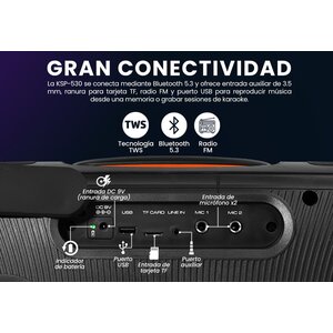 VORAGO KSP-530 SPEAKER 40W RMS 2x6"" + 2x2.5"" TWEETER 5400mAh FLAME LIGHT TWS USB / TF / BT / AUX