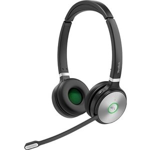 WH62 TEAMS BINAURAL EAR (DUAL EAR) OVER-THE-HEAD HEADSET. BUSYLIGHT ON HEADSET. LEATHER EAR CUSHIONS. YEALINK ACOUSTIC SHI