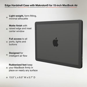 Incase Edge Hardshell Case with Makrolon for 15-inch MacBook Air (M2/M3, 2023-2024) - For Apple MacBook Air - Black - Matt